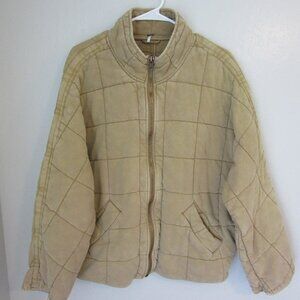 FREE PEOPLE Tan Quilted Dolman Cotton Small Jacket